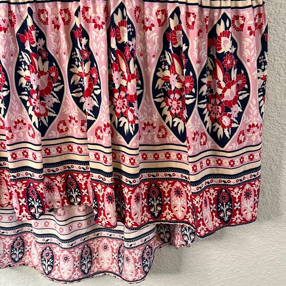 Pink and Red Boho Sundress with 3/4 Sleeves - Picture 2 of 6